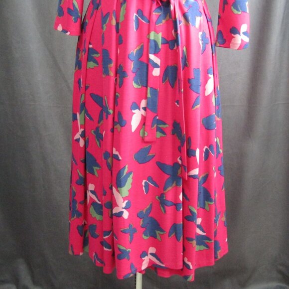 Max Mara Weekend Magenta Butterfly Wrap Dress Womens Size S Pockets V Neck Tie - Picture 4 of 12